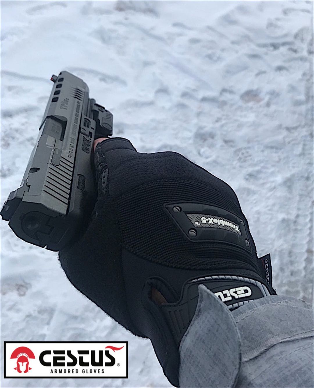 fingerless tactical gloves for shooting holding a handgun