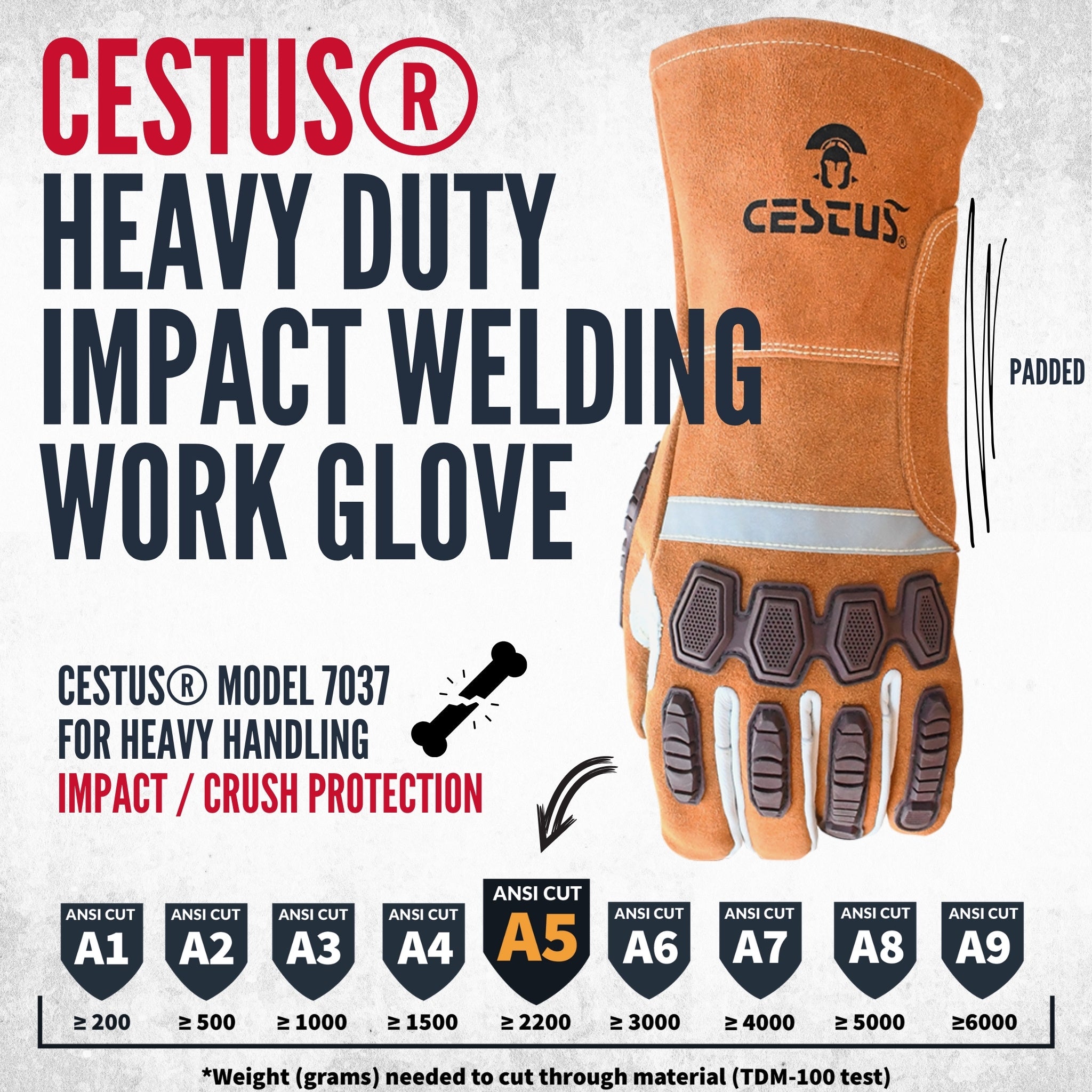 7037 Impact Welding Gloves, ANSI A5 Cut Resistant — Cestus