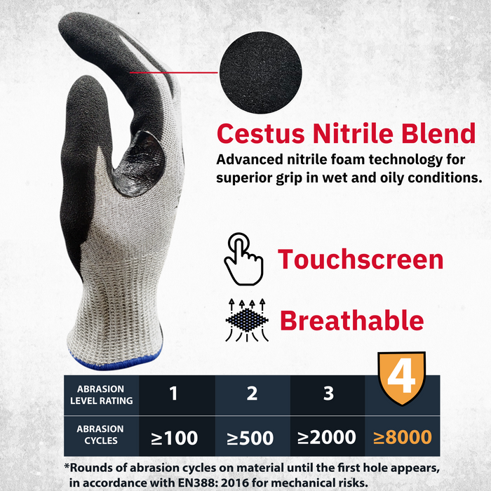 Brutus LD, 3308. [12 Pack] Foam Nitrile Coated, Touchscreen, SlashWeave®, Cut Level A6