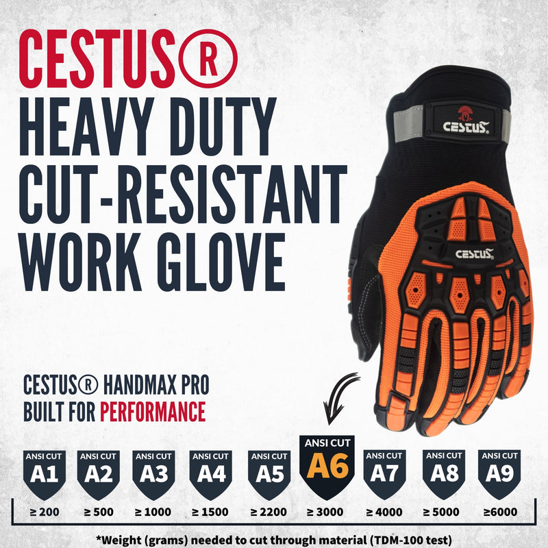 asmc handschuhe 6161, ANSI A6 Cut-Resistant Impact Gloves, Mechanic-Style XL