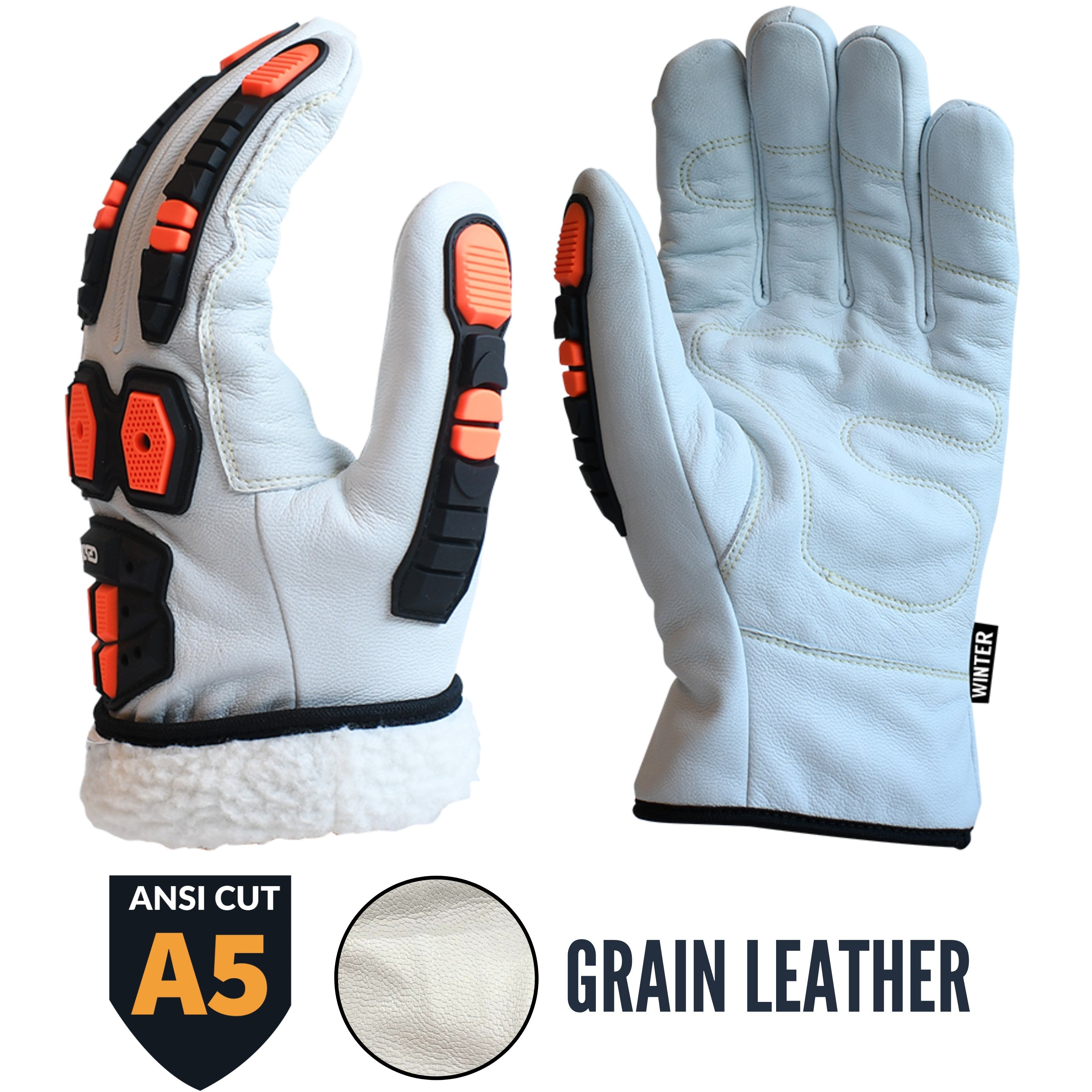 Cestus Heavy Duty Insulated Work Gloves, Top Grain Leather