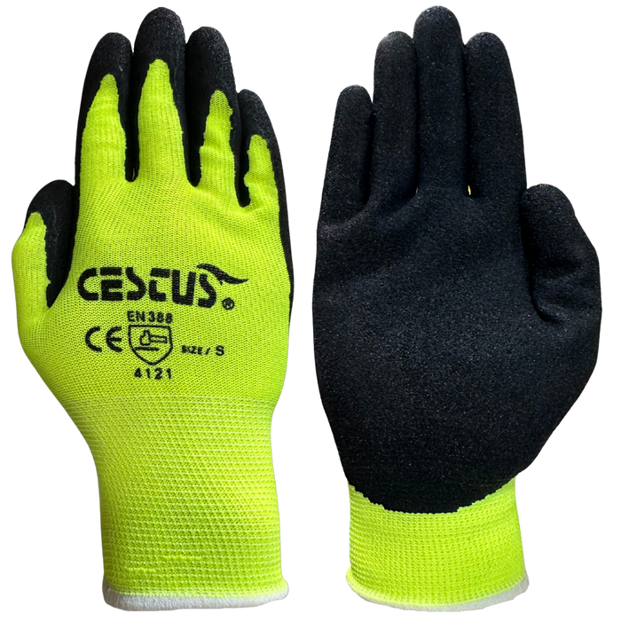 Palm Working Gloves, Latex Rubber Coated Knit with Grip, Durable