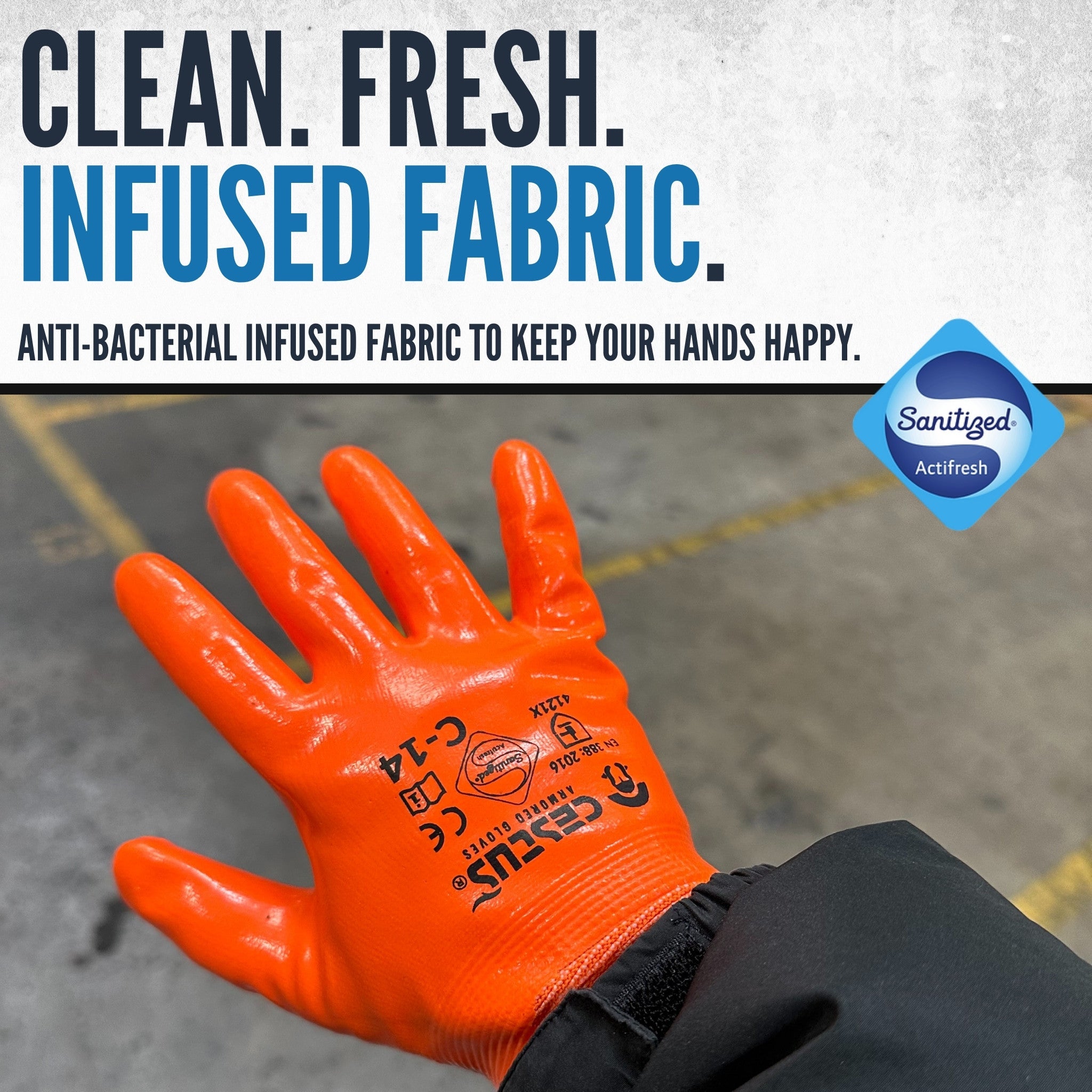 C-14, Full Dip Nitrile Coated Gloves, Hivis Orange — Cestus